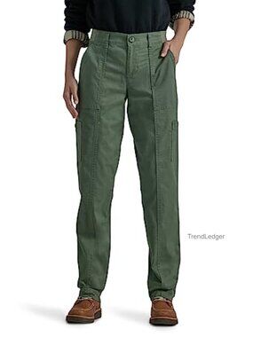 Loose Fit Mid Rise Straight Leg Utility Pants Flex Waist Stretch